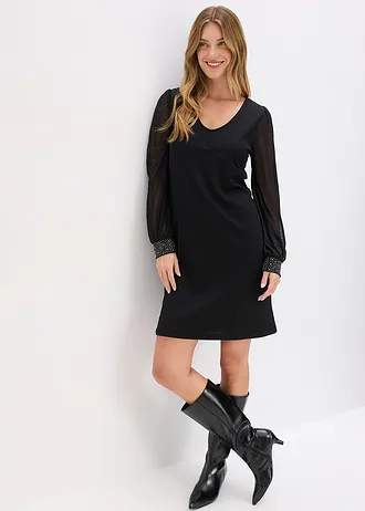 Jersey jurk, Kleur: zwart