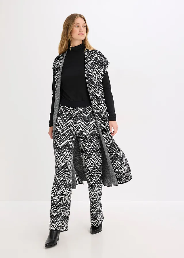 Pletené kalhoty černo-bílá