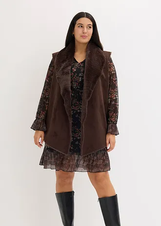 Gilet van imitatiebont, Kleur: donkerbruin