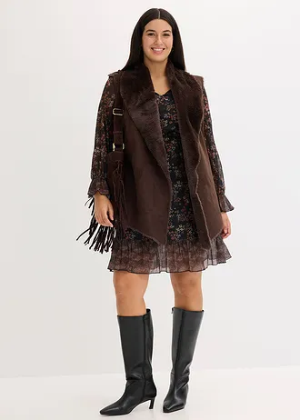 Gilet van imitatiebont, Kleur: donkerbruin