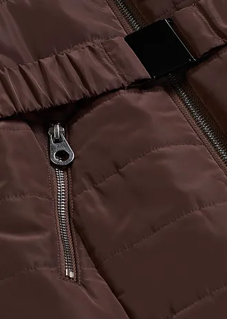 Gewatteerde jas met riem • donkerbruin • bonprix online shop