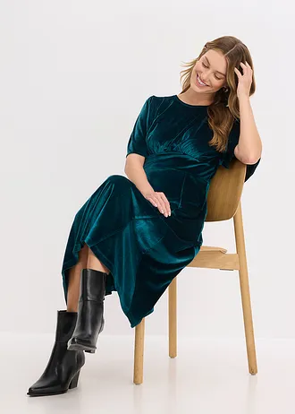 Midi šaty z měkkého sametu • mlžná mátová • bonprix obchod