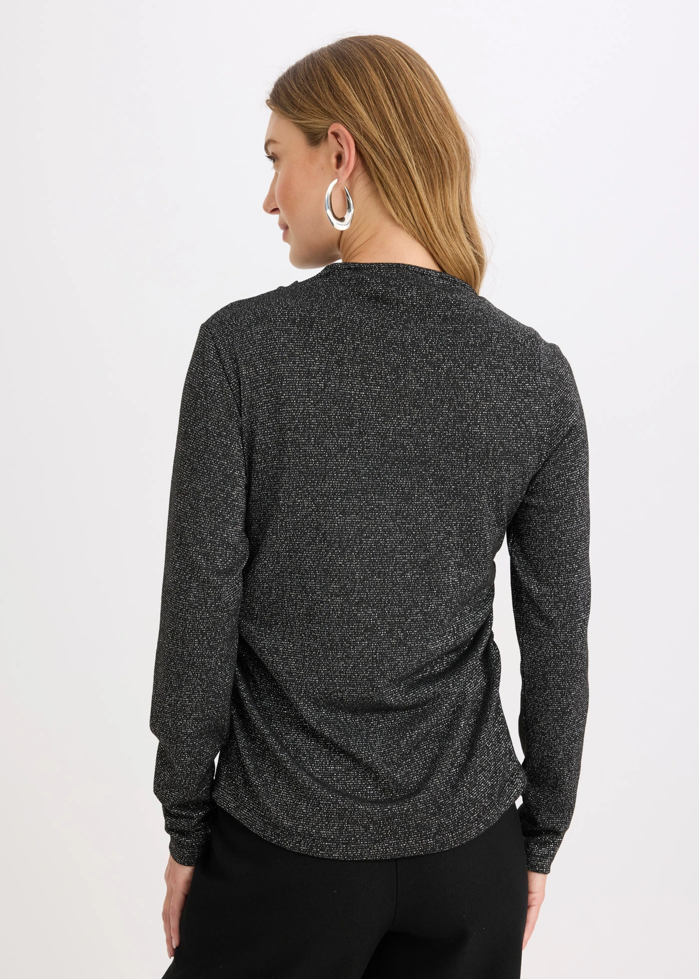 Tričko s dlhým rukávom • čierna/strieborná • obchod bonprix