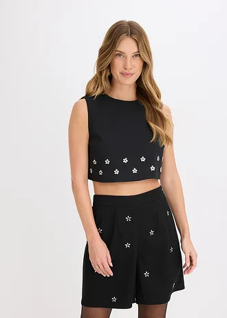 Top sans manches en coton mélangé • noir • Boutique bonprix