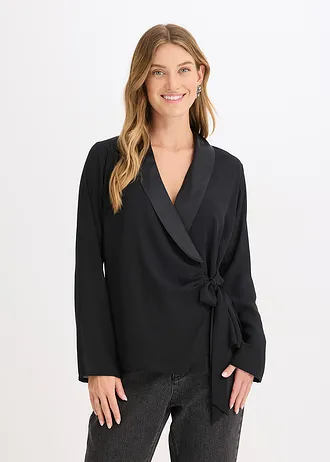 Blouse cache-cœur, Couleur: noir