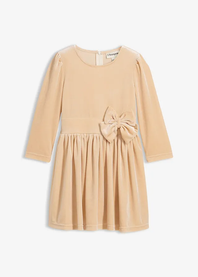 Sametové šaty s rozšířeným střihem • světle hnědá • bonprix obchod