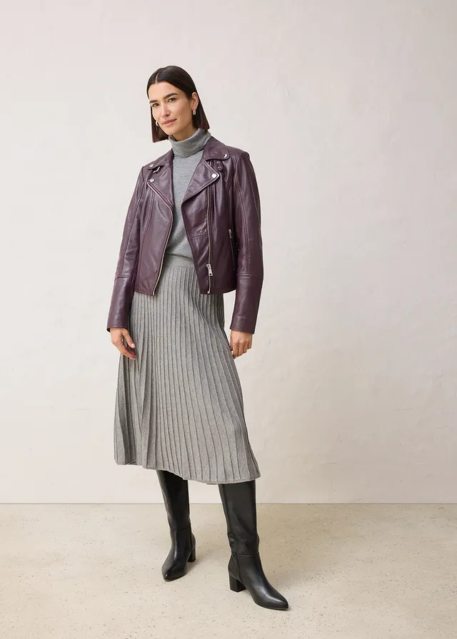 Jupe en maille avec laine mérinos, Couleur: gris chiné