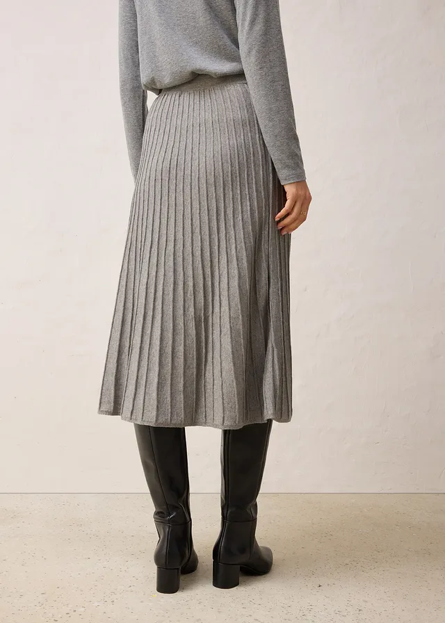 Gebreide rok met merino wol, Kleur: grijs gemêleerd