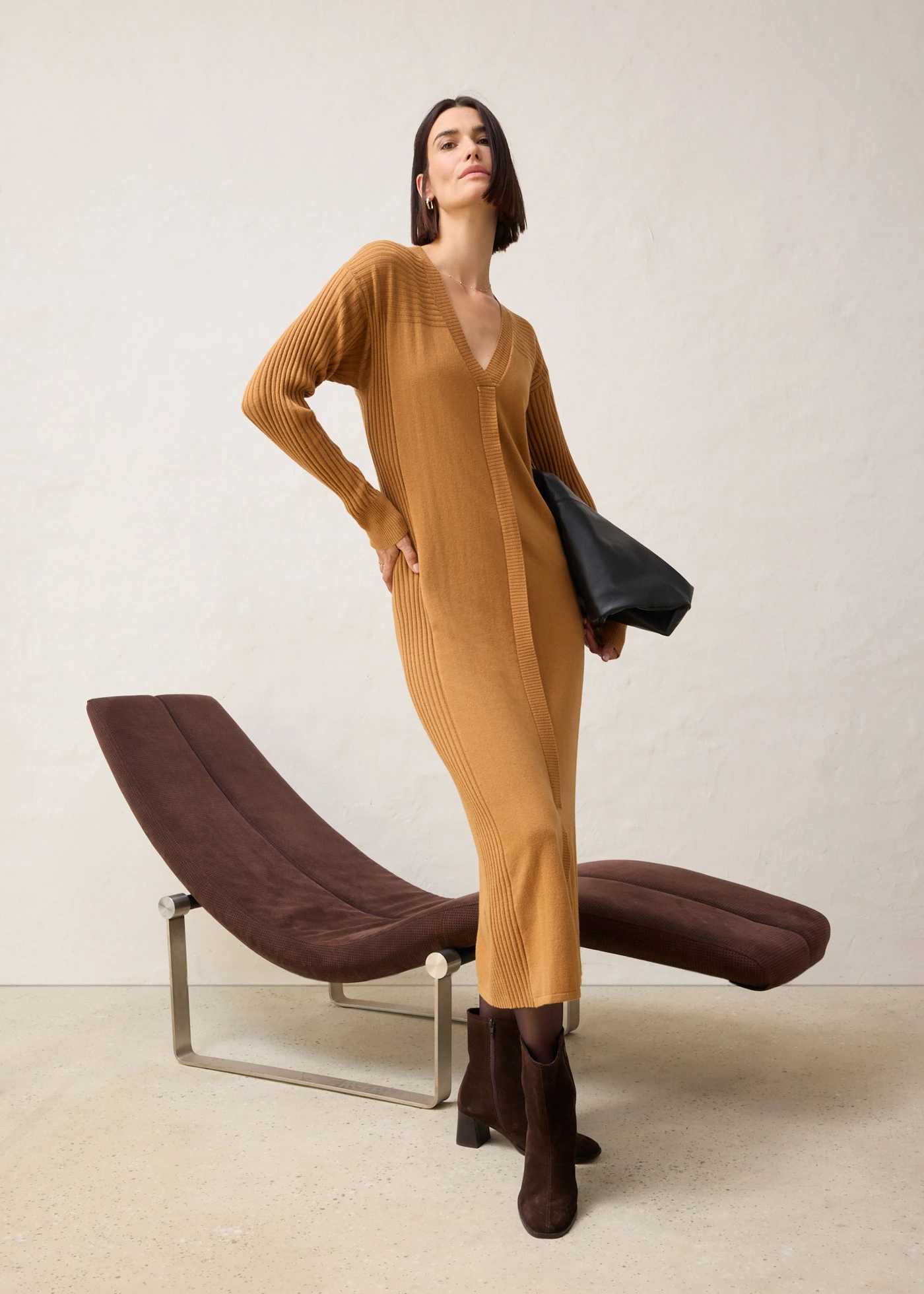 Robe pull en laine mérinos • noisette • Boutique bonprix