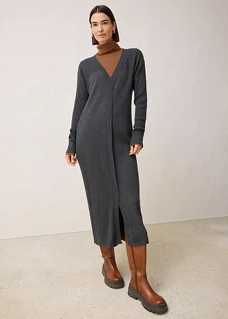 Robe pull en laine mérinos, Couleur: anthracite chiné