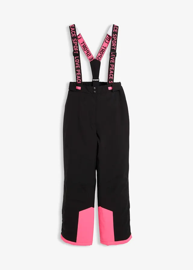 Pantalon de ski imperméable avec bretelles amovibles, Couleur: noir