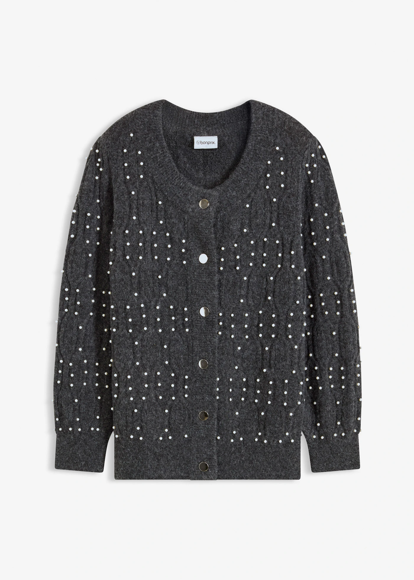 Pletený kabátek • antracitový melír • bonprix obchod