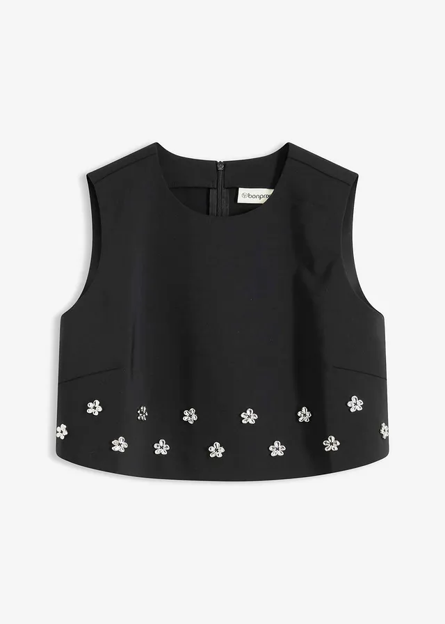 Bluză din bumbac • negru înflorat • magazin bonprix