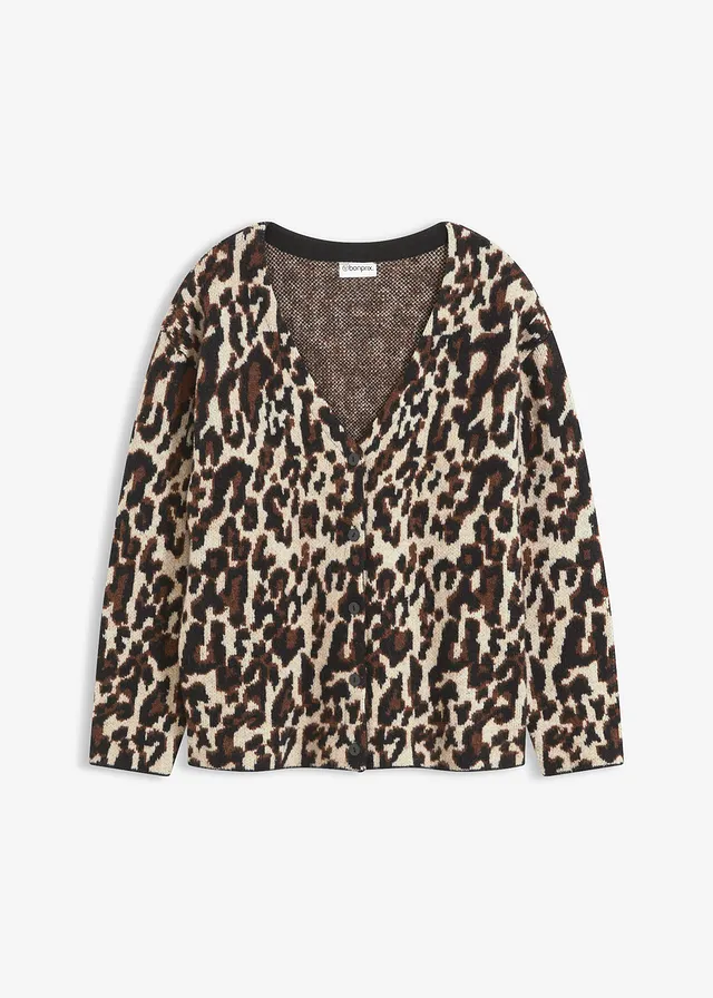 Pletený sveter, žakárový • hnedá leopard • obchod bonprix