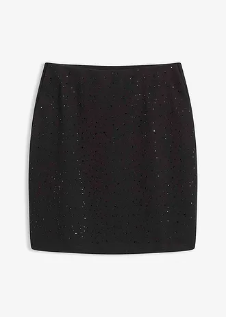 Spódnica mini z materiału punto • czarny • sklep bonprix