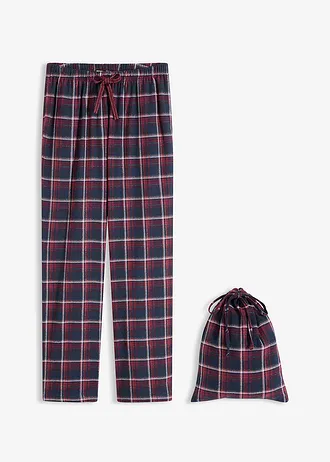 Pantalon de pyjama tissé en flanelle avec pochette cadeau • rouge érable carreaux • Boutique bonprix
