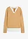 Fijngebreide trui met blouse-inzet, Kleur: cappuccino/wit