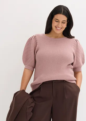 Trui met pofmouwen, Kleur: rozenhout