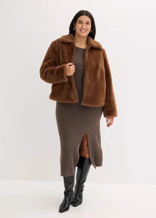 Veste en peluche, Couleur: marron