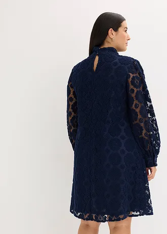 Kanten mini jurk, Kleur: zwart