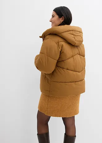 Hydrofobowa kurtka pikowana, kolor: brązowy koniakowy