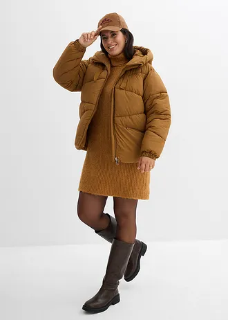 Waterafstotende gewatteerde jas, Kleur: cognac