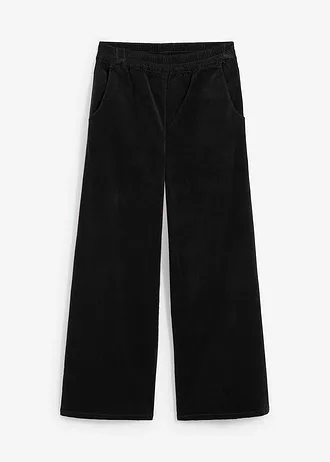 Spodnie sztruksowe high-waist z mieszanki bawełny • czarny • sklep bonprix