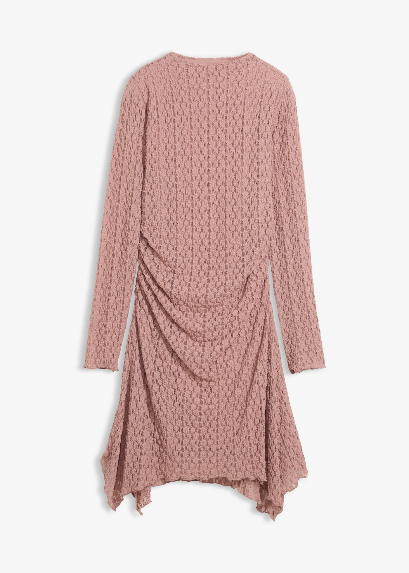 Rochie din dantelă cu tiv în colțuri • roz/gri • magazin bonprix