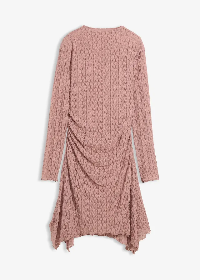 Rochie din dantelă cu tiv în colțuri • roz/gri • magazin bonprix