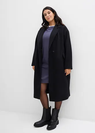 Sweatjurk, 3/4 mouwen, binnenkant zacht geruwd, Kleur: zwart