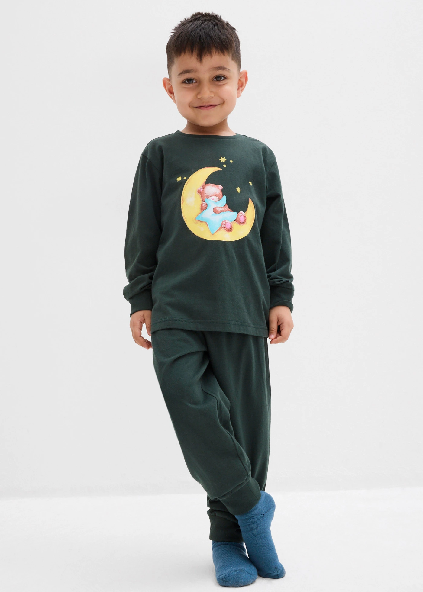 Pyjama en coton doux à imprimé phosphorescent (ens. 2 pces) • vert sapin imprimé • Boutique bonprix