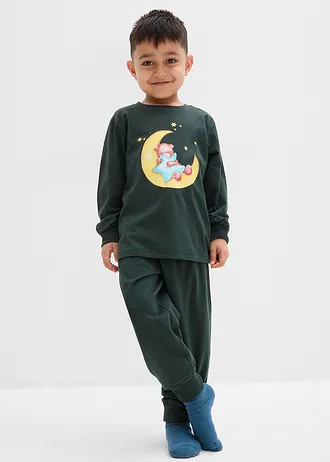 Pyjama en coton doux à imprimé phosphorescent (ens. 2 pces) • vert sapin imprimé • Boutique bonprix