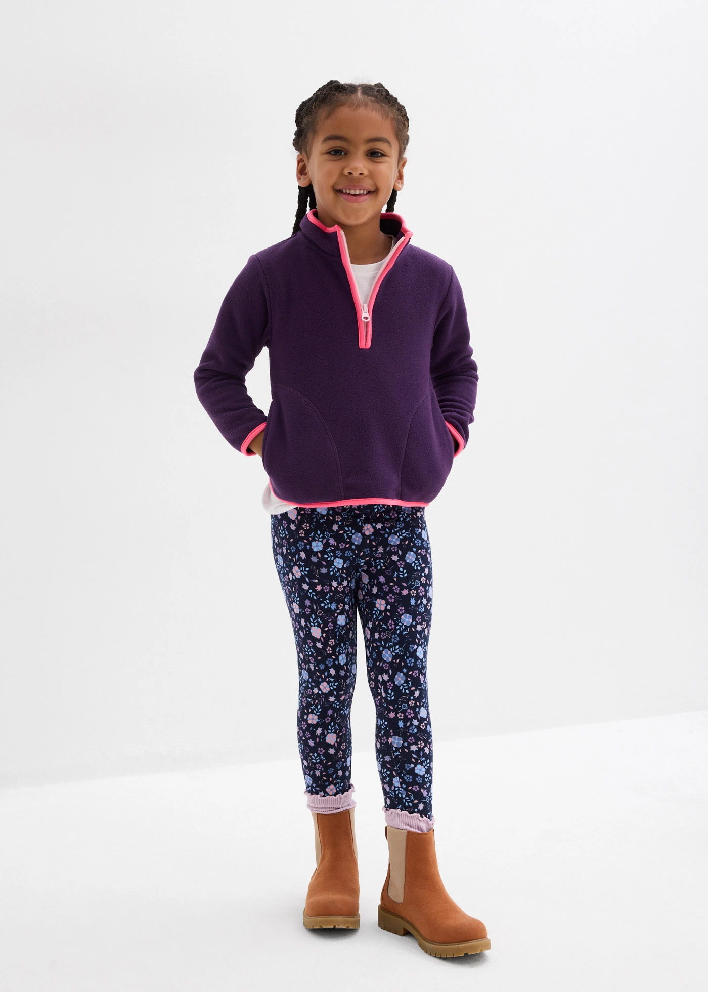 Termo legíny (2 ks v balení) • tmavě modrá + tmavě modrá s květy • bonprix obchod