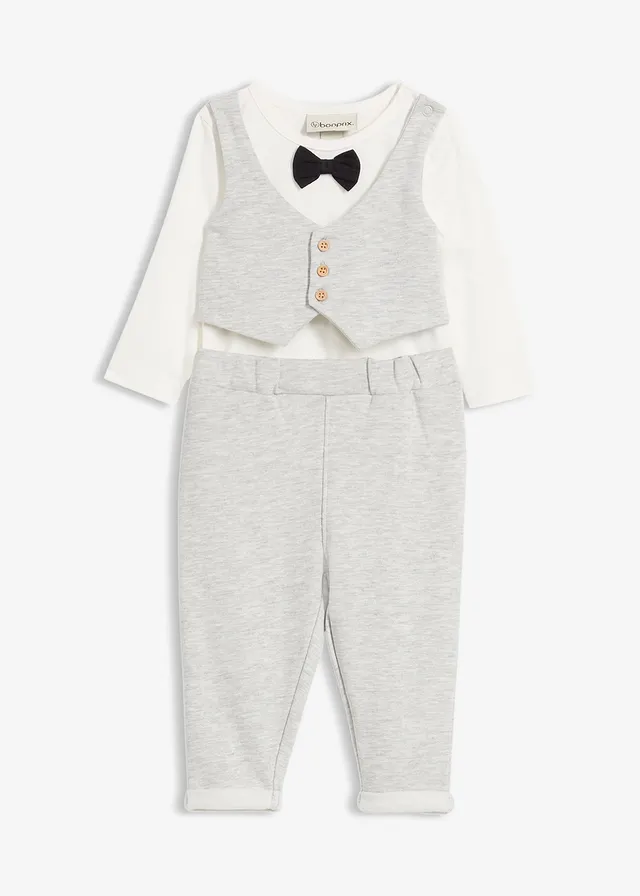Body vesta, nohavice, motýlik (3-dielna súprava), z bio bavlny