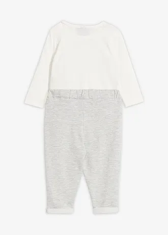 Sváteční souprava s vestovým body, motýlkem a kalhotami z čisté organické bavlny (3dílná souprava) • světle šedo-černo-přírodně bílý melír • bonprix obchod