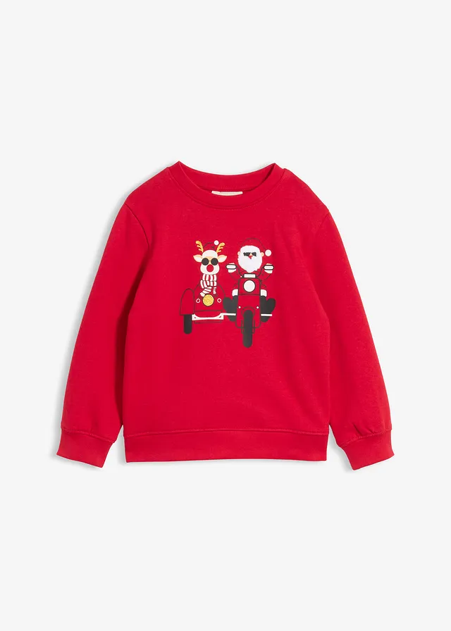 Sweater met kerstmotief van puur biologisch katoen, Kleur: dieprood