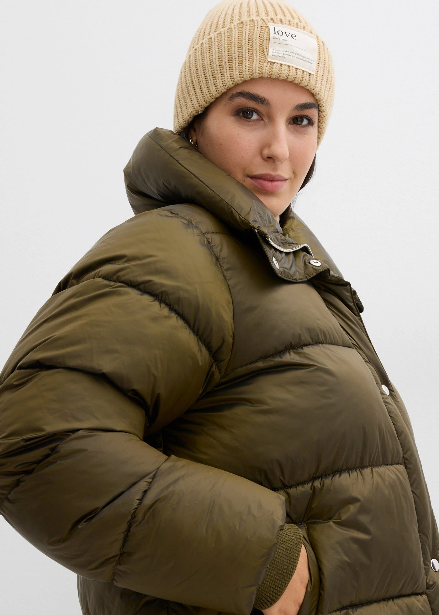 Oversized gewatteerde jas • olijfgroen plus size • bonprix online shop