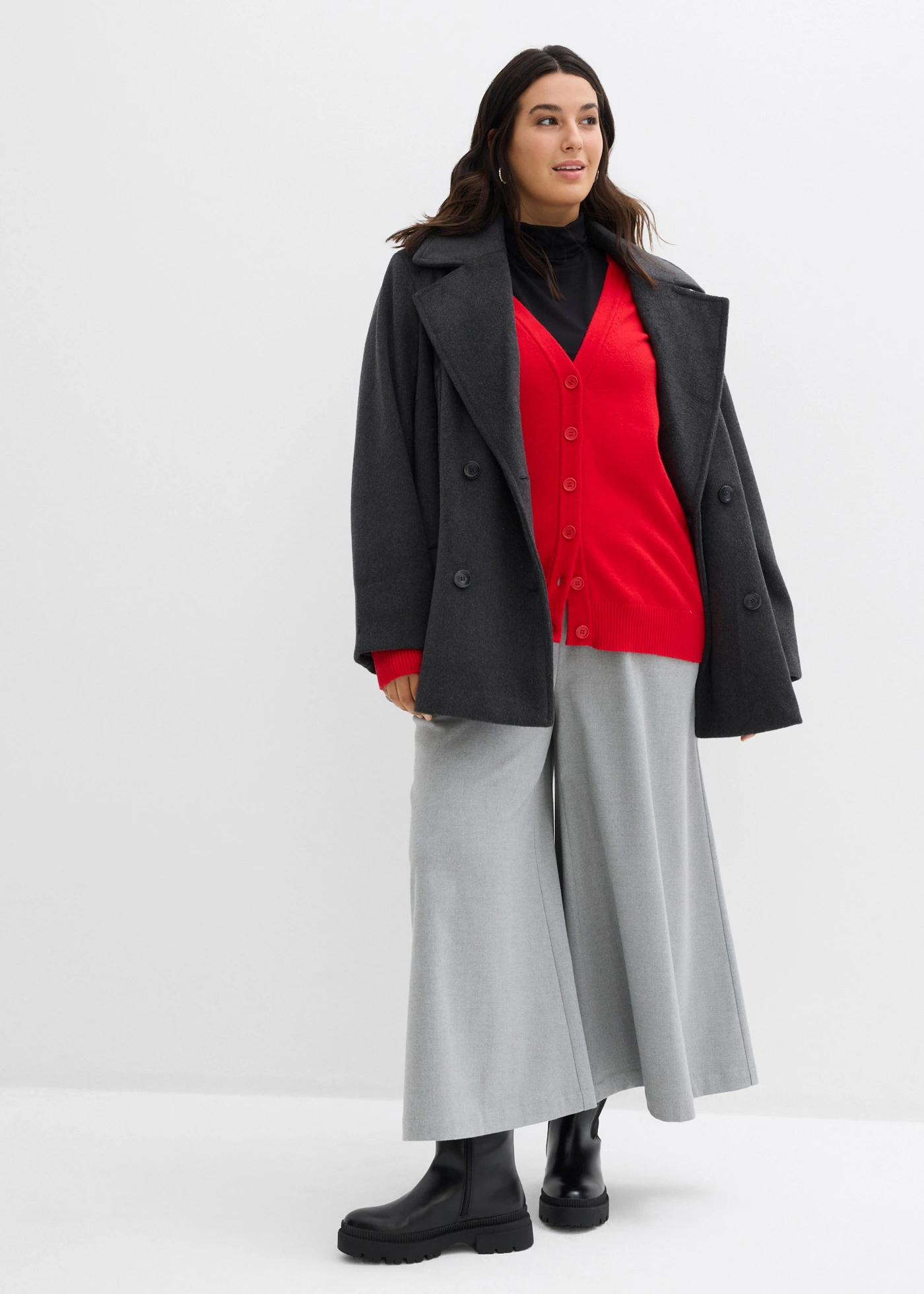 Dlouhý pletený kabátek z měkké viskózové směsi • lávově červená plus size • bonprix obchod