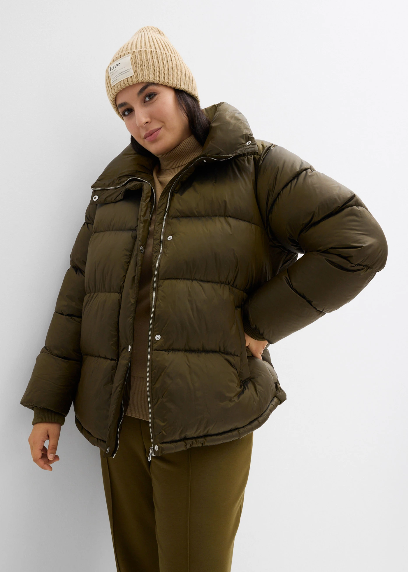 Oversized gewatteerde jas • olijfgroen plus size • bonprix online shop