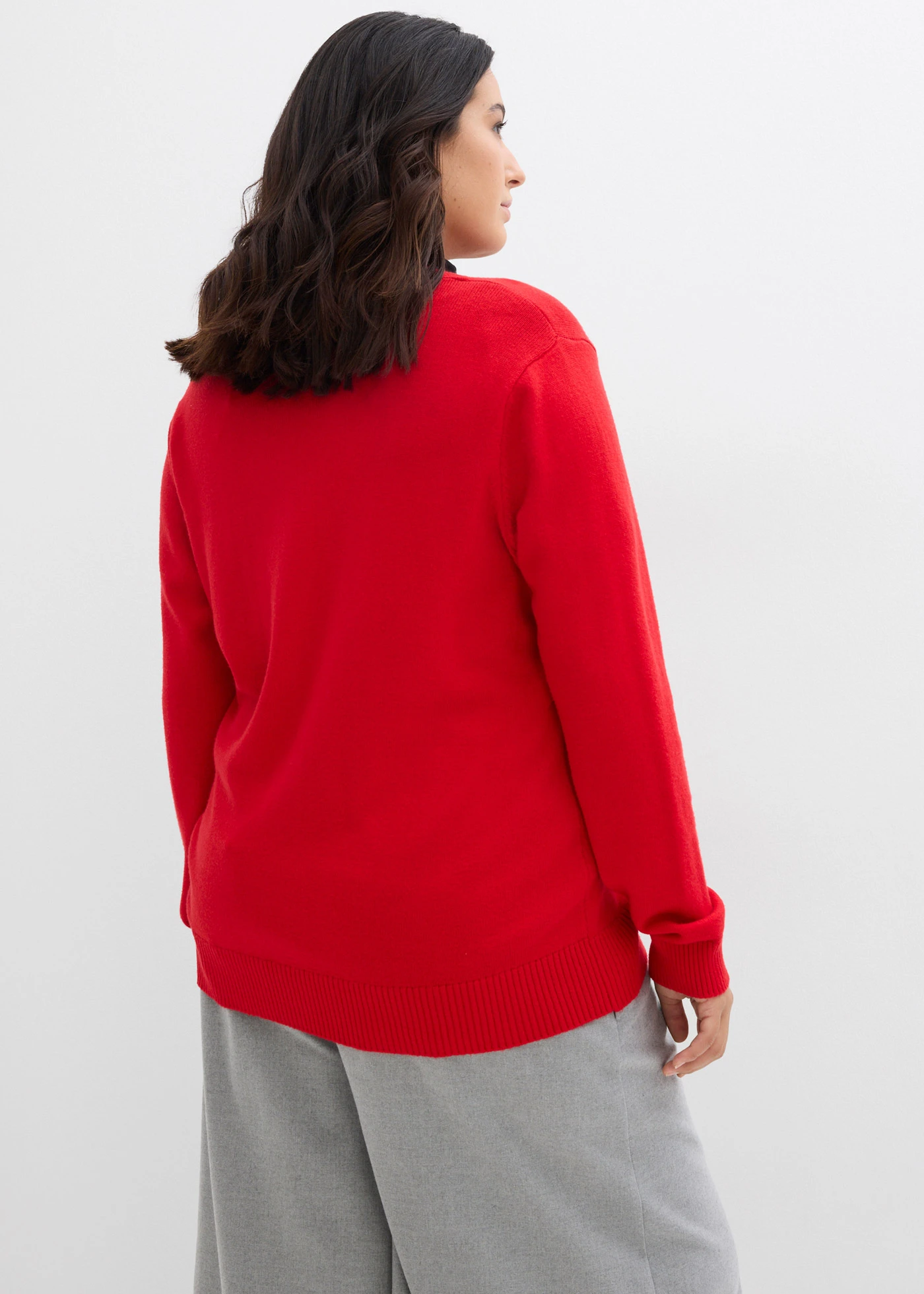 Dlouhý pletený kabátek z měkké viskózové směsi • lávově červená plus size • bonprix obchod