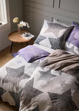 Parure de lit avec étoiles • violet fumé-blanc • Boutique bonprix