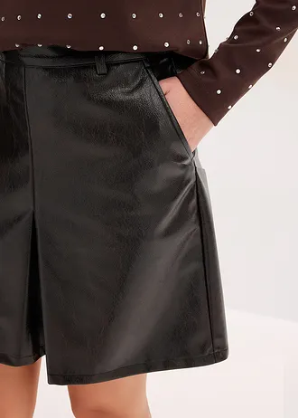 Fustă plisată din imitație de piele lăcuită • maro închis • magazin bonprix