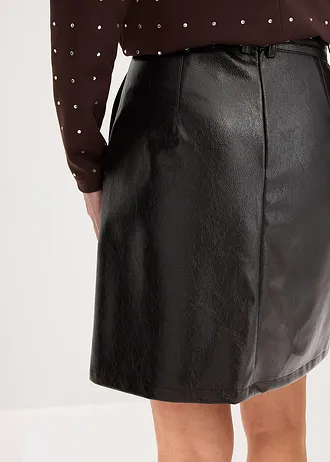 Plooirok van imitatielakleer • donkerbruin • bonprix online shop