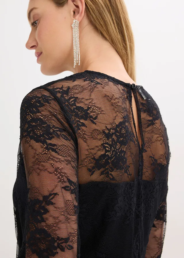 T-shirt manches longues en dentelle délicate • noir • product-page.page-title-suffix