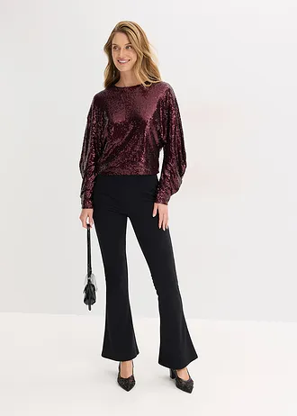 T-shirt manches longues à sequins • bordeaux • Boutique bonprix
