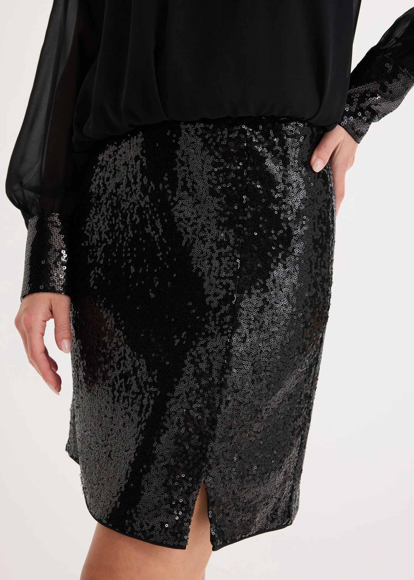 Fustă mini cu paiete • negru • magazin bonprix