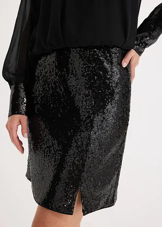 Fustă mini cu paiete • negru • magazin bonprix