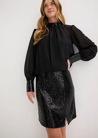 Mini-jupe à sequins • noir • Boutique bonprix