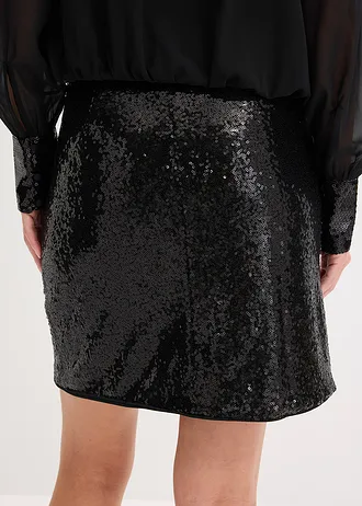 Fustă mini cu paiete • negru • magazin bonprix