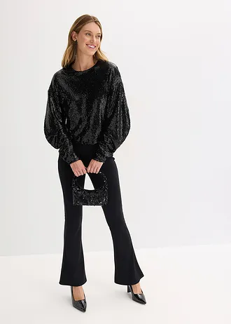 Bluză cu mâneci lungi și paiete • negru • magazin bonprix
